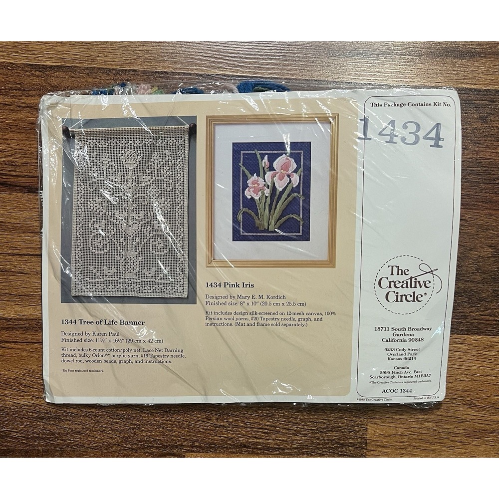 1988 The Creative Circle PINK IRIS #1434 Embroidery Kit 8" X 10" New Sealed